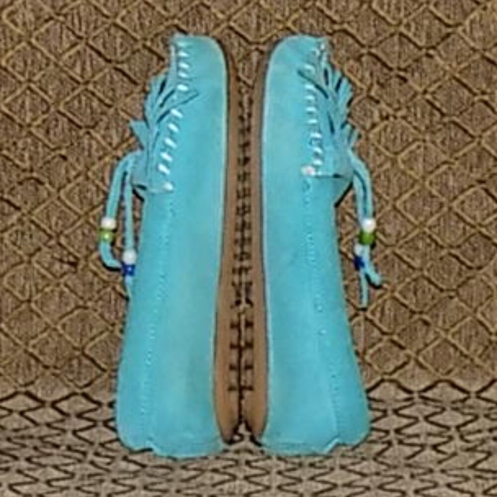 Minnetonka Turquoise suede leather mocs